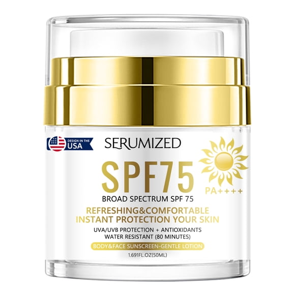 Serumized SPF 75 Broad Spectrum Sunscreen, 1.69 fl. oz, Refreshing & Comfortable