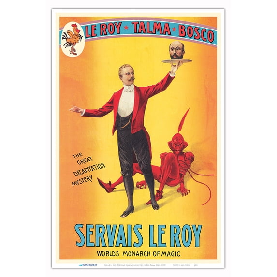 Servais Le Roy - The Great Decapitation Mystery - Le Roy Talma Bosco - Vintage Magic Poster c.1907 - Master Art Print (Unframed) 12in x 18in