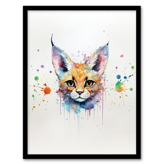 Serval Cat Lovers Gift Watercolour Pet Portrait Painting Artwork Artwork Framed Wall Art Print A4