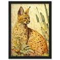 thumbnail image 1 of Serval Cat in Nature Detailed Watercolour and Ink Bright Illustration Artwork Framed Wall Art Print A4, 1 of 4