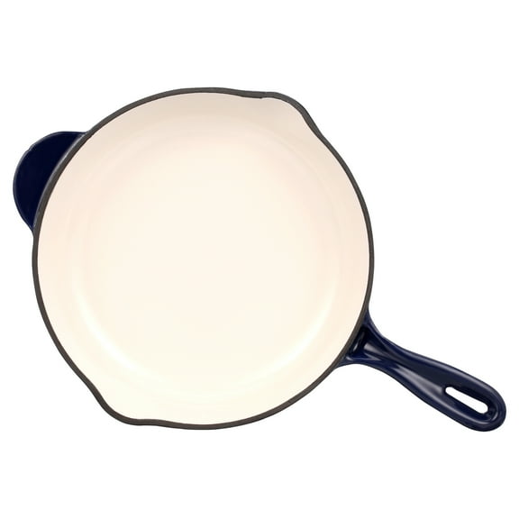 Servappetit Cobalt Glazed Enamel Cast Iron Round Skillet, 10", Blue