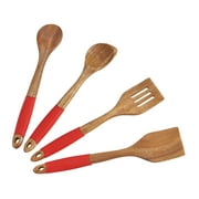 Servappetit Set of 4 Acacia Wood Utensil Set for Stirring, Serving, Mixing, Tossing and Tasting