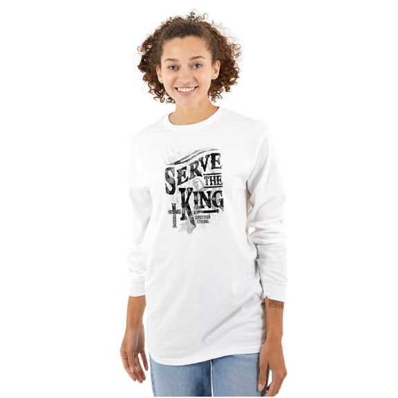 Serve The King Jesus Christ Religion Long Sleeve TShirt Men Women Brisco Brands S