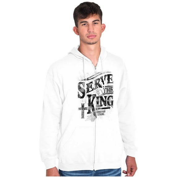 Serve The King Jesus Christ Religion Unisex Fleece Graphic Zip Up Hoodie Brisco Brands 4X