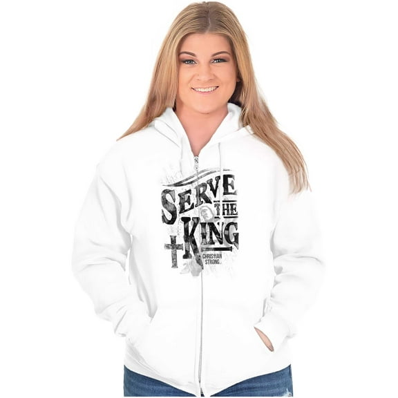 Serve The King Jesus Christ Religion Zip Up Hoodie Men's Women's Brisco Brands S