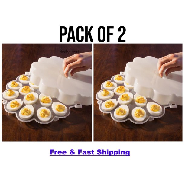 Serve Up Deviled Eggs in Style Get Set of 2 Deviled Egg Trays with SnapOn Lids