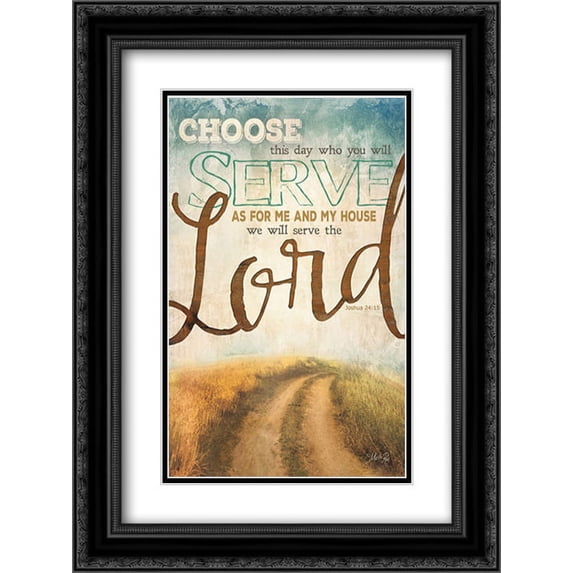 Serve the Lord 2x Matted 18x24 Black Ornate Framed Art Print by Rae, Marla
