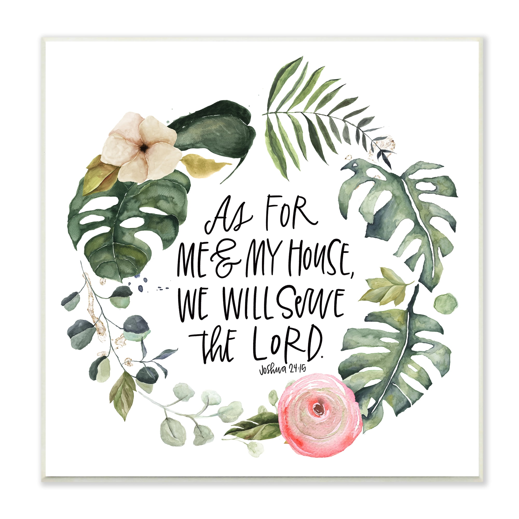 Serve the Lord Joshua 24:15 Tropical Palm Wreathe 12 in x 12 in Framed Painting Art Print, by Stupell Home Décor