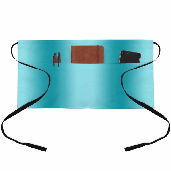 Server Apron with 3 Pockets Ombre Turquoise Waitress Waiter Short Waist Aprons Waterproof Short Aprons for Women Men Servers Work Cafe Hotel Chef Kitchen BBQ Gifts 24"x13" Gradient Color