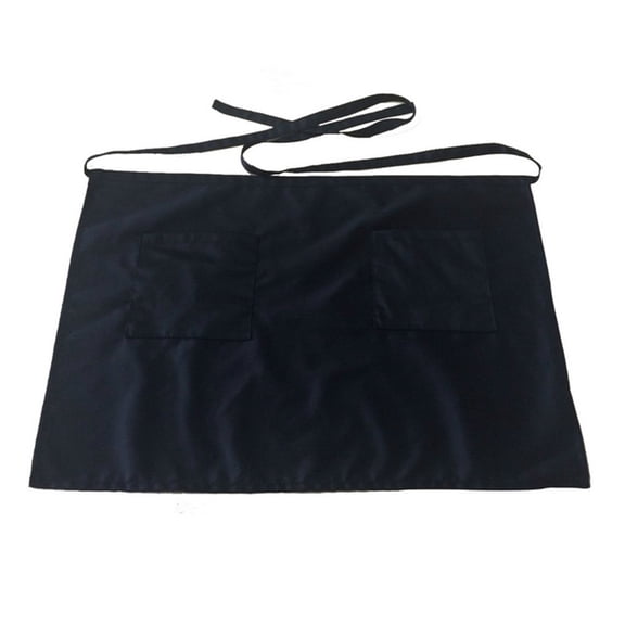 Server Apron for Restaurant,Cafe Staff, Waist Aprons with 2 Deep Pockets and Long Straps,Quick Dry Cotton Blend Half Body Short Apron,Waterproof & Durable Aprons for Bartender,Barista,Men and Women