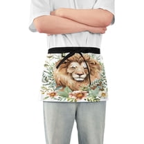 Server Apron with 3 Pockets Waterproof Waitress Waist Short Apron for Man Woman Lion in Leaves 12 Inches
