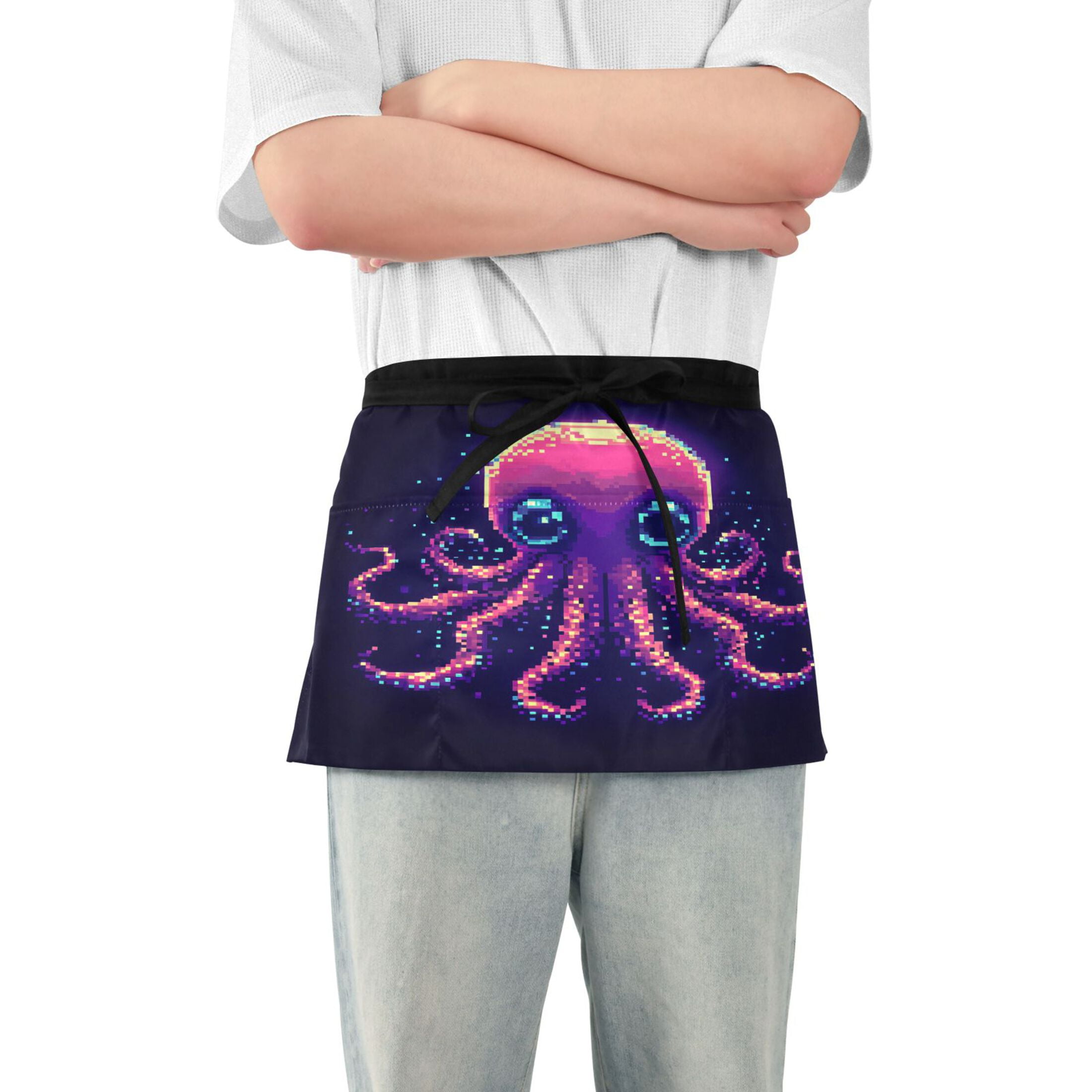 Server Apron with 3 Pockets Waterproof Waitress Waist Short Apron for ...