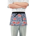 thumbnail image 1 of Server Apron with 3 Pockets Waterproof Waitress Waist Short Apron for Man Woman Red Blue Japanese Wave 12 Inches, 1 of 7