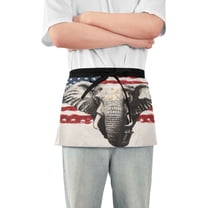Server Apron with 3 Pockets Waterproof Waitress Waist Short Apron for Man Woman Us Flag and Elephant 12 Inches