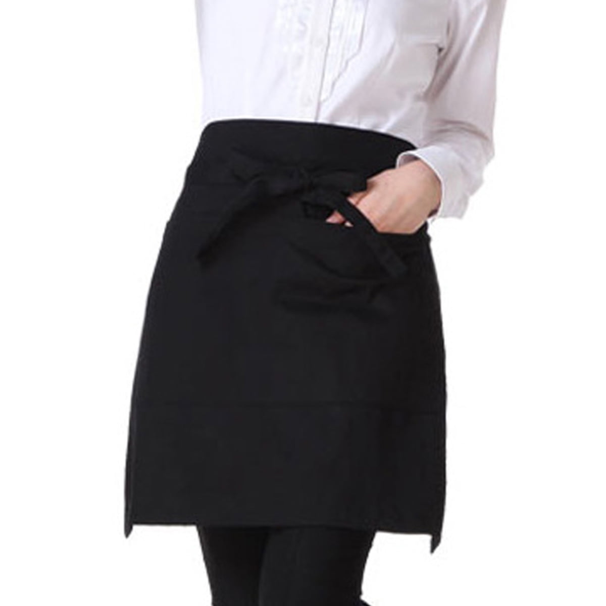 Server Aprons Black Half Bistro Apron Waiter Waitress Long waist Apron