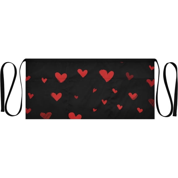 Server Aprons with 3 Pockets Waitress Waiter Apron Short Waist Garden Apron for Cooking