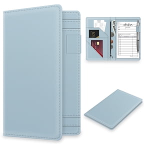 Server Book Organizer with Zipper Pocket for Waitress, Cute Waiter Server Wallet, Booklet Restaurant Waitstaff Organizer, Serving Guest Check Book Holder Money Pocket Fits Server Apron, Ice Blue