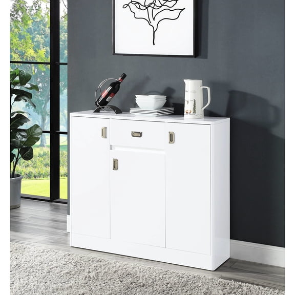 Server | Enhances Home Decor, Versatile Storage for Various Items | High Gloss Synthetic Wood | Adjustable Shelves to Fit Different Sizes