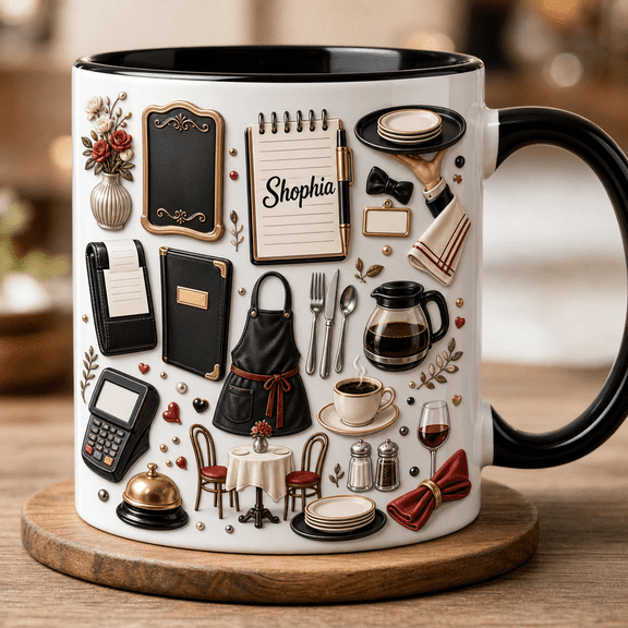 Server Mug 2D Printed 3D Effect Personalized Server Gift for Waitress Restaurant Worker