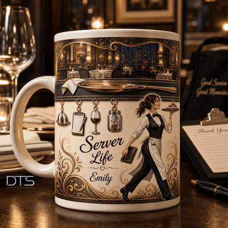Server Mug Gift, Restaurant Waiter Appreciation Coffee Cup for Coworker or Friend