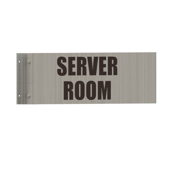 Server Room Sign -Two-Sided/Double Sided Projecting, Corridor and Hallway Sign (Aluminum, Silver, 4x12 Inch)-The Hallway Line(ref062022)