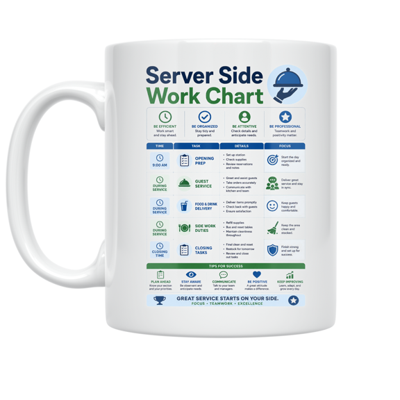 Server Side Work Chart Design - Server Enthusiast - 11 oz Ceramic Coffee Mug