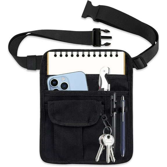 Server Waist Pouch, Black Server Aprons with Pockets for Waitress Restaurant Waitress Accessories Bag Adjustable Belt, Utility Money Bag Tool Pouch Belt Working Serving Pouch for Waiter Waitres