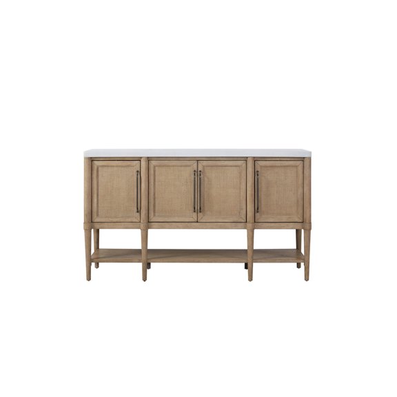 Server with a Cement Top | Power - Ready Function in Home Settings | Sand - Colored Solid Wood + MDF Build | Overcomes Storage Disorder