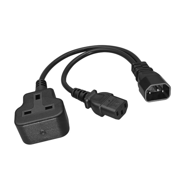 Servers Rack Power Cord C14 Male To C13 Female Y Splitter Power Cord With UK Outlet Converters For Networking Gear