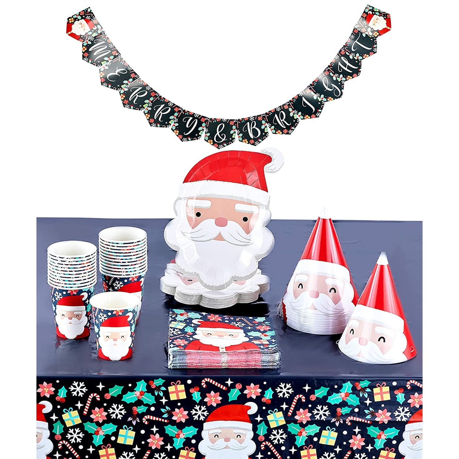 Serves 24 Santa Claus Party Supplies & Decorations for Christmas, Xmas