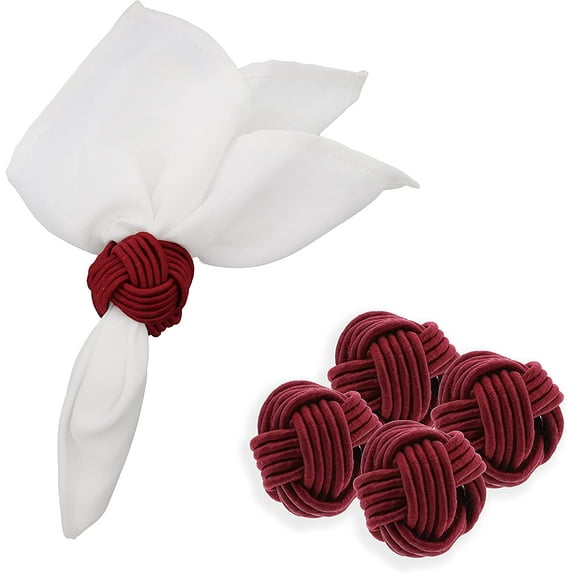 Servette Home Burgundy Synthetic Braided Rope Napkin Rings - Set of 4, for Girls