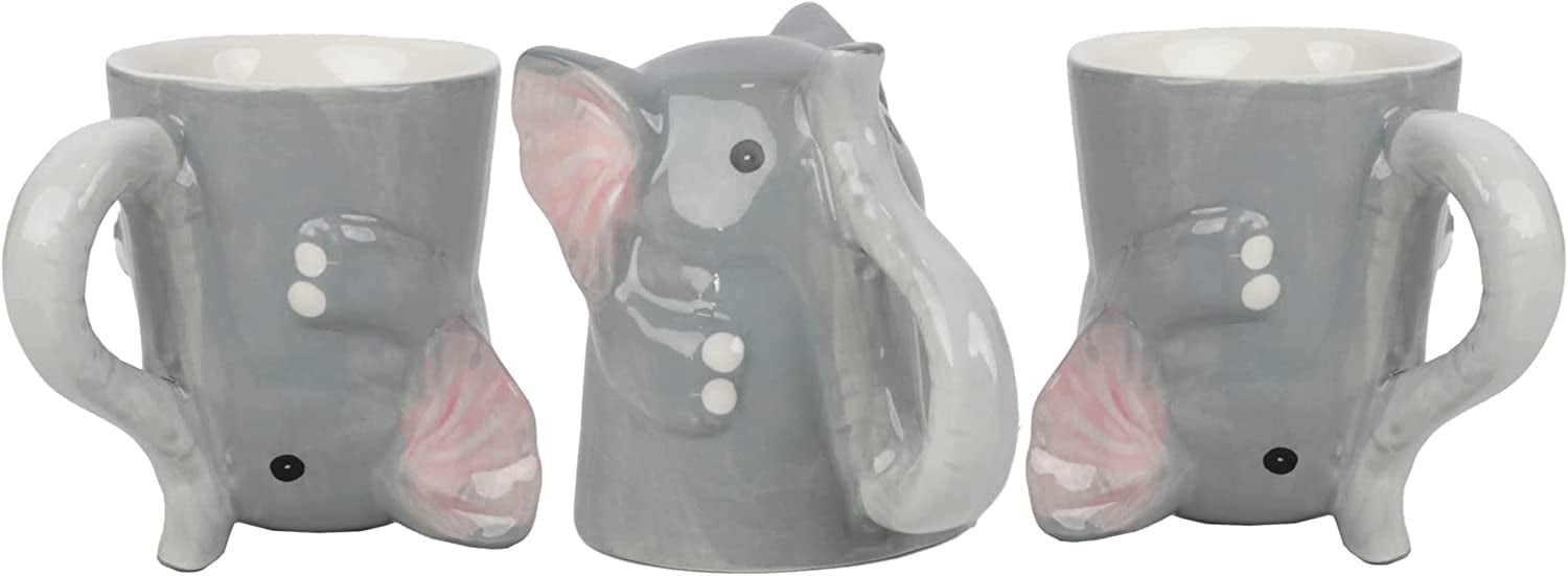 Servette Home Cute Upside Down Espresso Mini Coffee Mug Set of 3 - Elephant