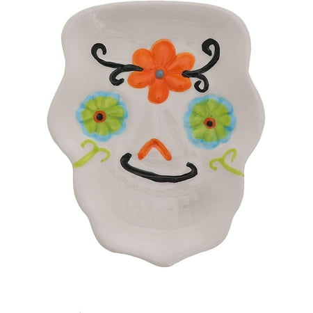 Servette Home Ceramic Day of the Dead Sugar Skull Plate - White