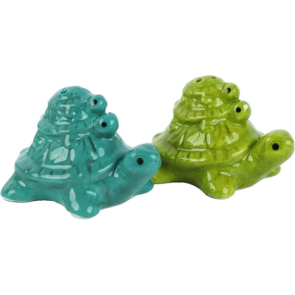 Servette Home-Ceramic Salt and Pepper Shakers Green Turtle Towers