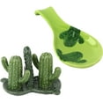 thumbnail image 1 of Servette Home Ceramic Stovetop Set with Salt and Pepper Shakers and Spoon Rest - Cactus, 1 of 7