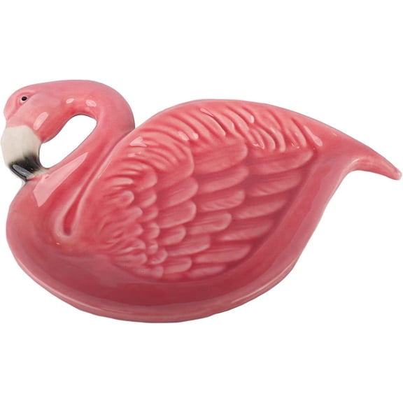 Servette Home Ceramic Trinket Tray Serving Dish-Rectangular Flamingo