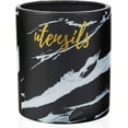 thumbnail image 1 of Servette Home Ceramic Utensil Holder for Kitchen Counter – Black Marbelized Utensil Crock, 1 of 5