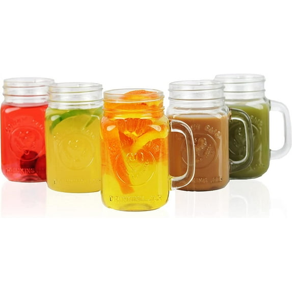 Servette Home County Fair Mason Jar Drinking Glasses with Handles - Set of 5 (Clear)