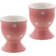 thumbnail image 1 of Servette Home Egg Cup Cute Ceramic Soft Boiled Egg Holder - Set of 2 (Pink Polka Dot), 1 of 6
