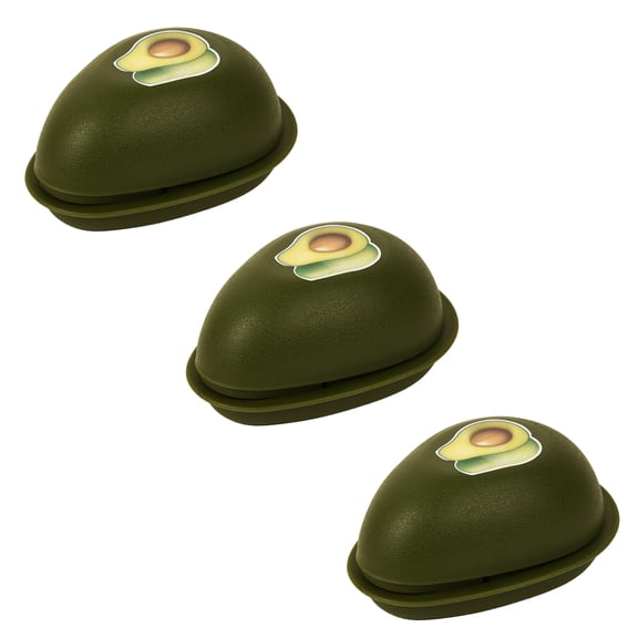 Servette Home Food Keeper Storage Container with Lid, Food Saver for Fresh Avocados, Red Onions, and Garlic, BPA Free, Set of 3 (Avocado)