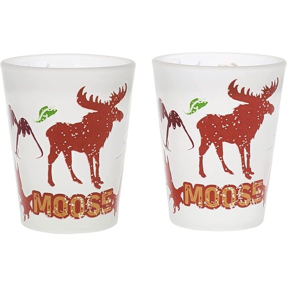 Servette Home Glass Frosted Moose Tequila Shot Glasses 2oz - Set of 2