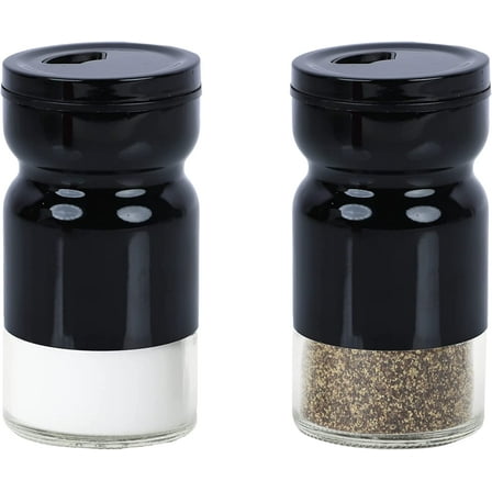 Servette Home Glass & Metal Salt and Pepper Shakers - Set of 2-Black