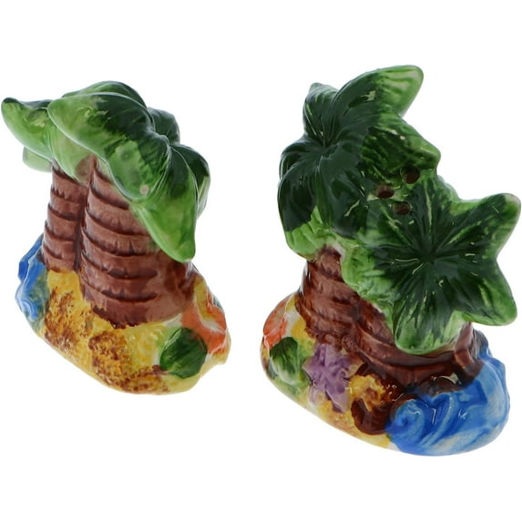 Servette Home Green Flower Salt and Pepper Shaker - Palm Tree