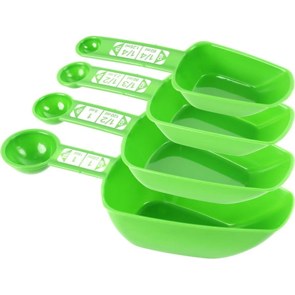 Servette Home Measuring Spoons and Cups Set, 8 Measurements, Dual-Sided, Blue/Green (Green)