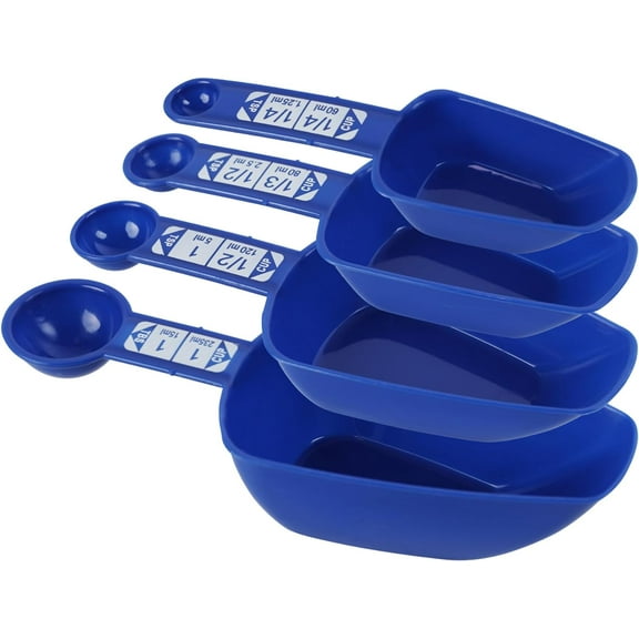 Servette Home Measuring Spoons and Cups Set, 8 Measurements, Dual-Sided, Blue/Green-Sides in Teaspoons (Blue)