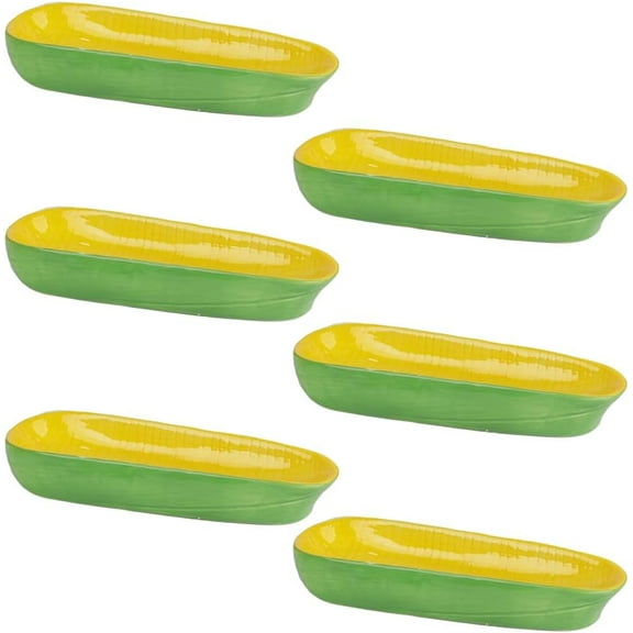 Servette Home Novelty Ceramic 8.5" Corn on The Cob Dish (Set of 6)
