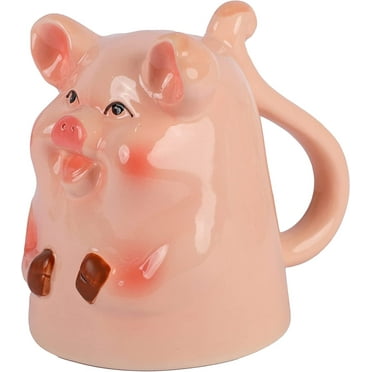 Servette Home Pig Mug Ceramic Coffee Mug 10oz Upside Down Pig (Pink)