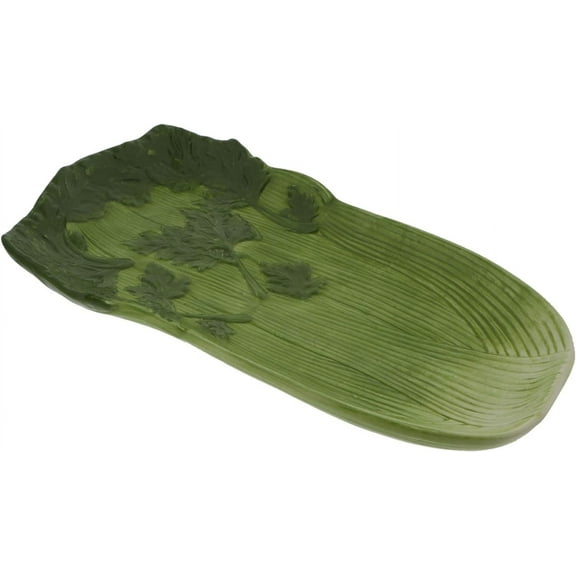 Servette Home Rectangular Ceramic Serving Platter Vegetable Themed - Celery
