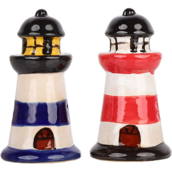 Servette Home Red & Blue Lighthouse Salt and Pepper Shaker