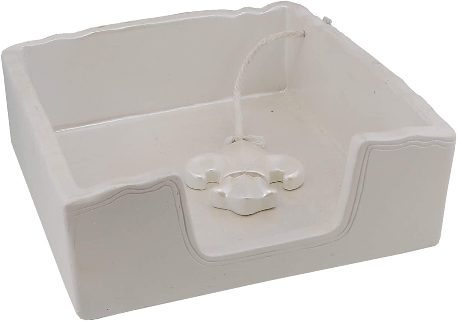 Servette Home White Cocktail Napkin Holder with Roped Weight - Fleur De Lis
